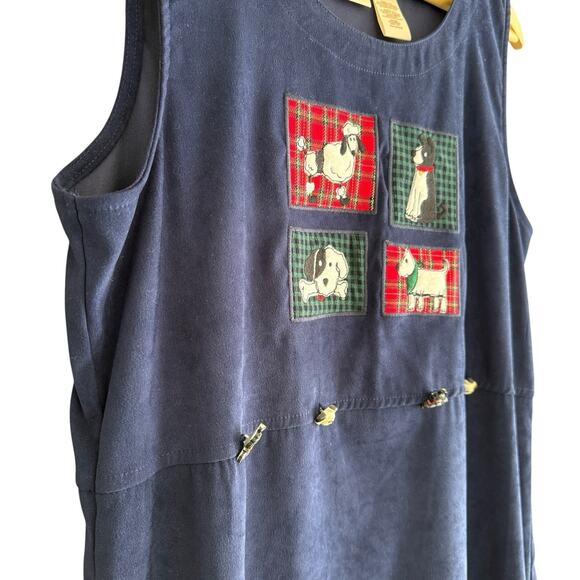 Vintage Bobbie Brooks Tank Dress Navy Dog Granny Cottage Y2K Women's M - Picture 6 of 12